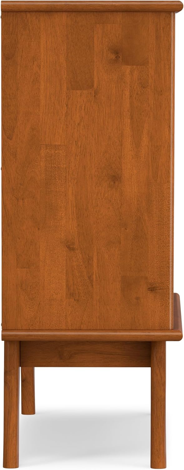 SIMPLIHOME Draper 36" Wide Solid Wood Cabinet in Teak Brown