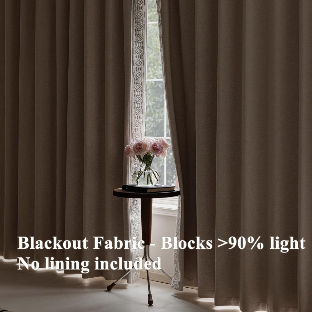 VisionaryHomeDesign Blackout Pinch Pleat Curtains with Embroidery Trim -Soft ...