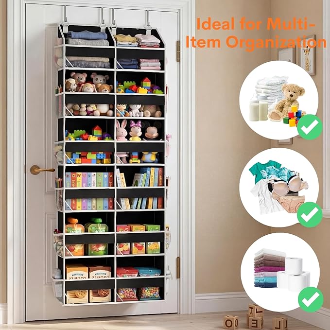 Over The Door Organizer 6 Tiers, Extra Large Behind Door Storage of 12