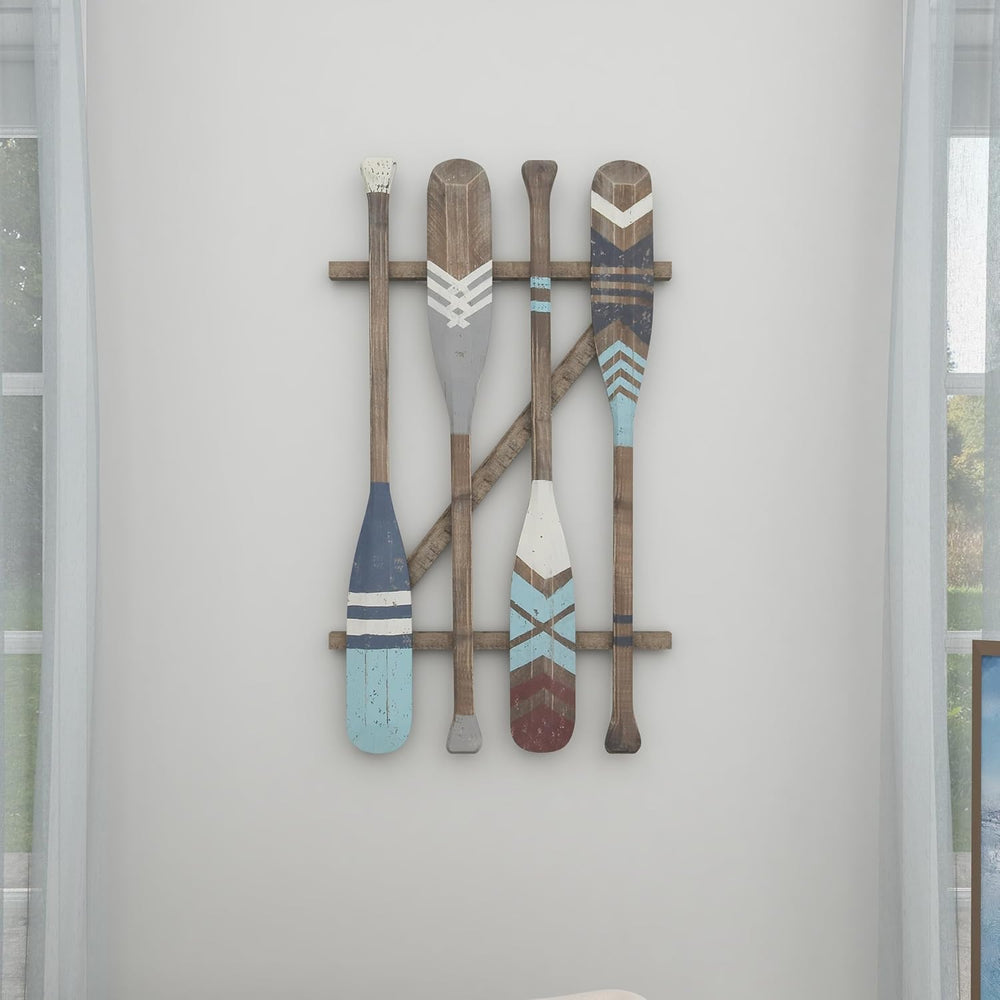 Deco 79 Wood Paddle Home Wall Decor Novelty Canoe Oar Wall Sculpture with Arr...