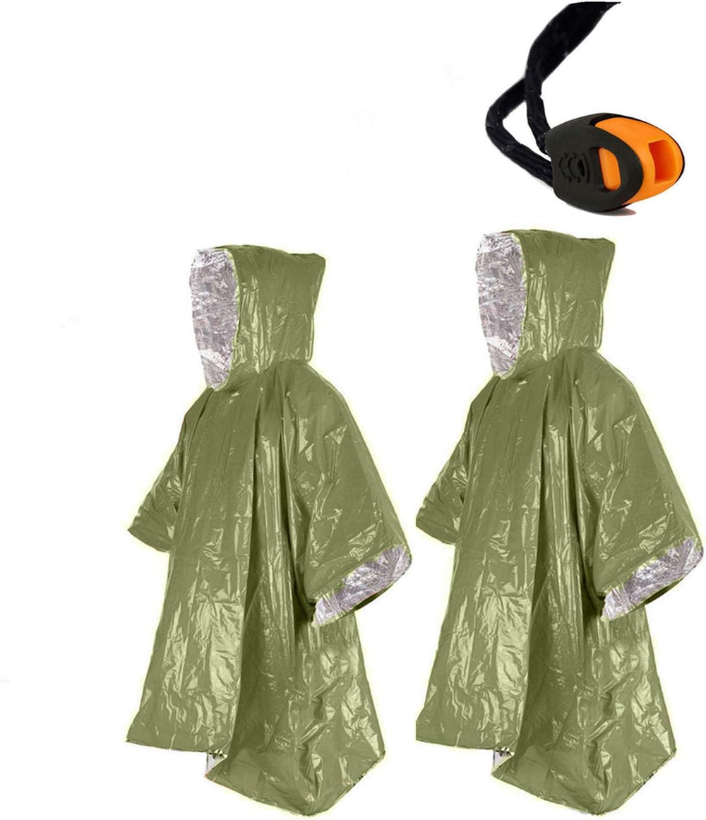 Emergency Blanket Poncho 2pcs, 39.3 x 53inch Thermal Mylar Space Blanket Rain...