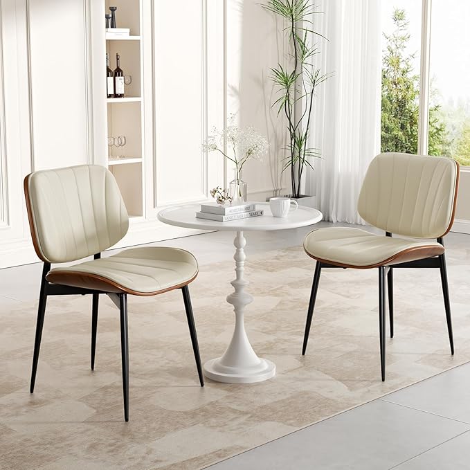 Dining Chair, Mid Century Modern Dining Room Chairs, Upholstered Faux Leather...