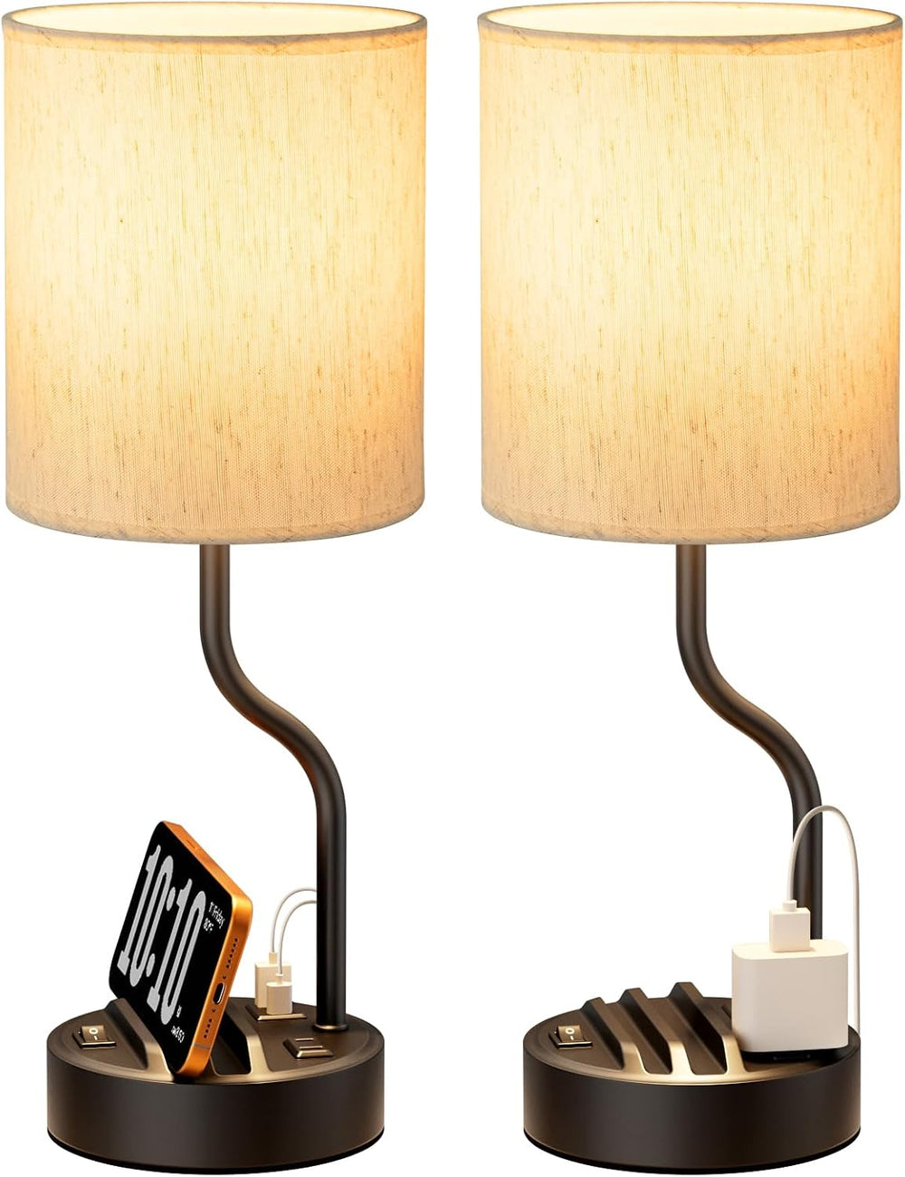 Fenmzee 18" Bedside Lamps for Bedroom Set of 2 - Table Lamp for Nightstand