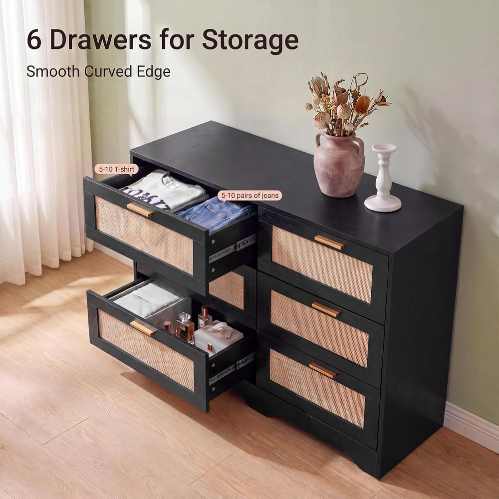 Dresser for Bedroom 6 Drawer Dresser Bedroom Furniture Storage for Bedroom Li...