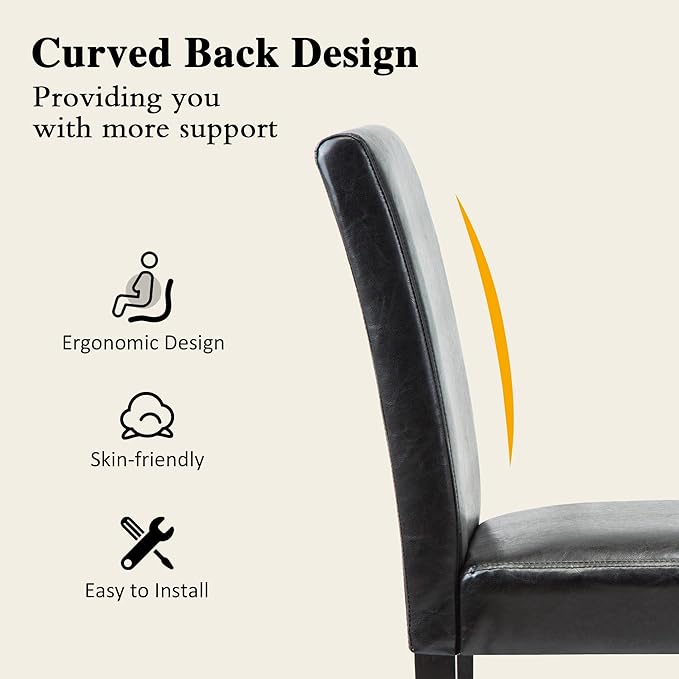 LSSPAID Dining Chairs Set of 6, Modern Stylish PU Leather Upholstered Parson ...