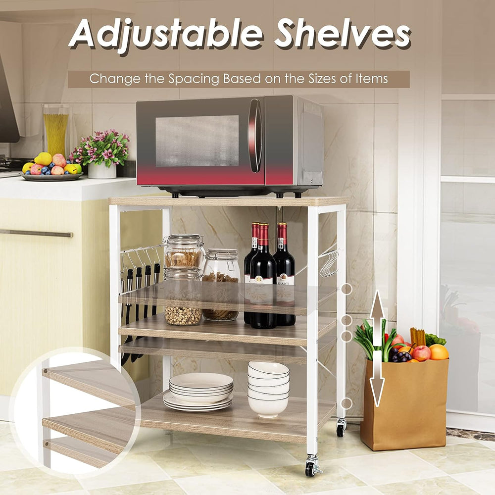 Giantex Kitchen Bakers Rack 3-Tier Microwave Cart on Wheels, Industrial Utili...