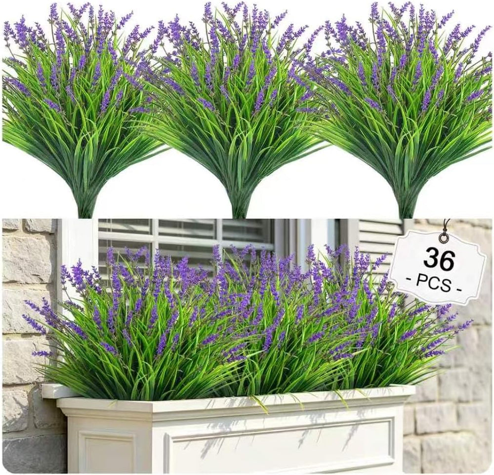 36 Bundles Artificial Plants & Flowers Adjustable Height Fake Lavender Fl...