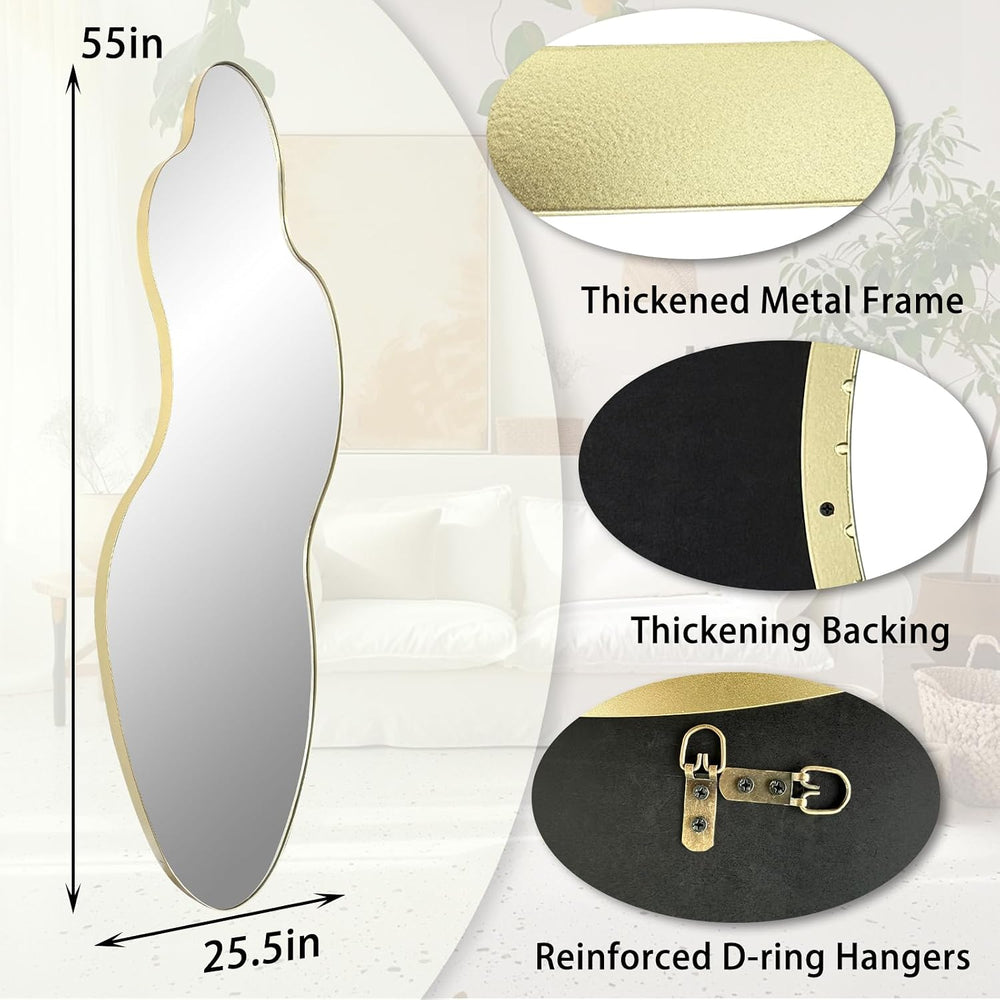 Irregular Wall Mirror, 55"x26" Asymmetrical Decorative Accent Mirro...