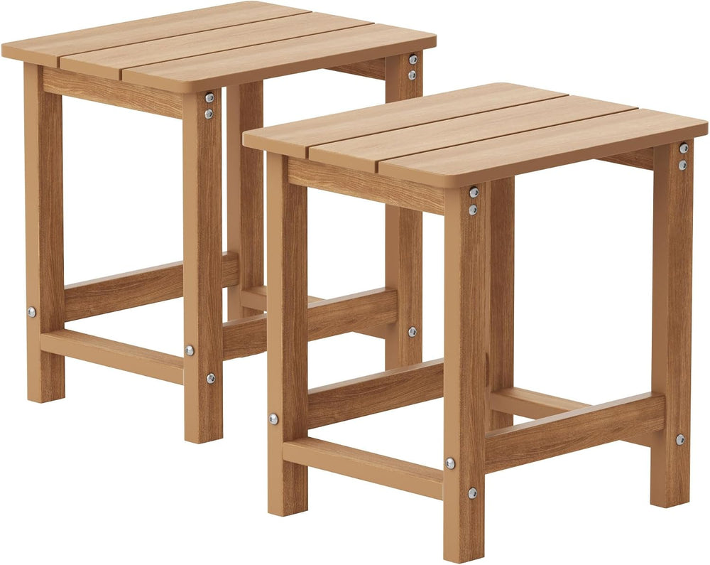 MXIMU Outdoor Side Table Set of 2, Adirondack Table, All Weather, Teak