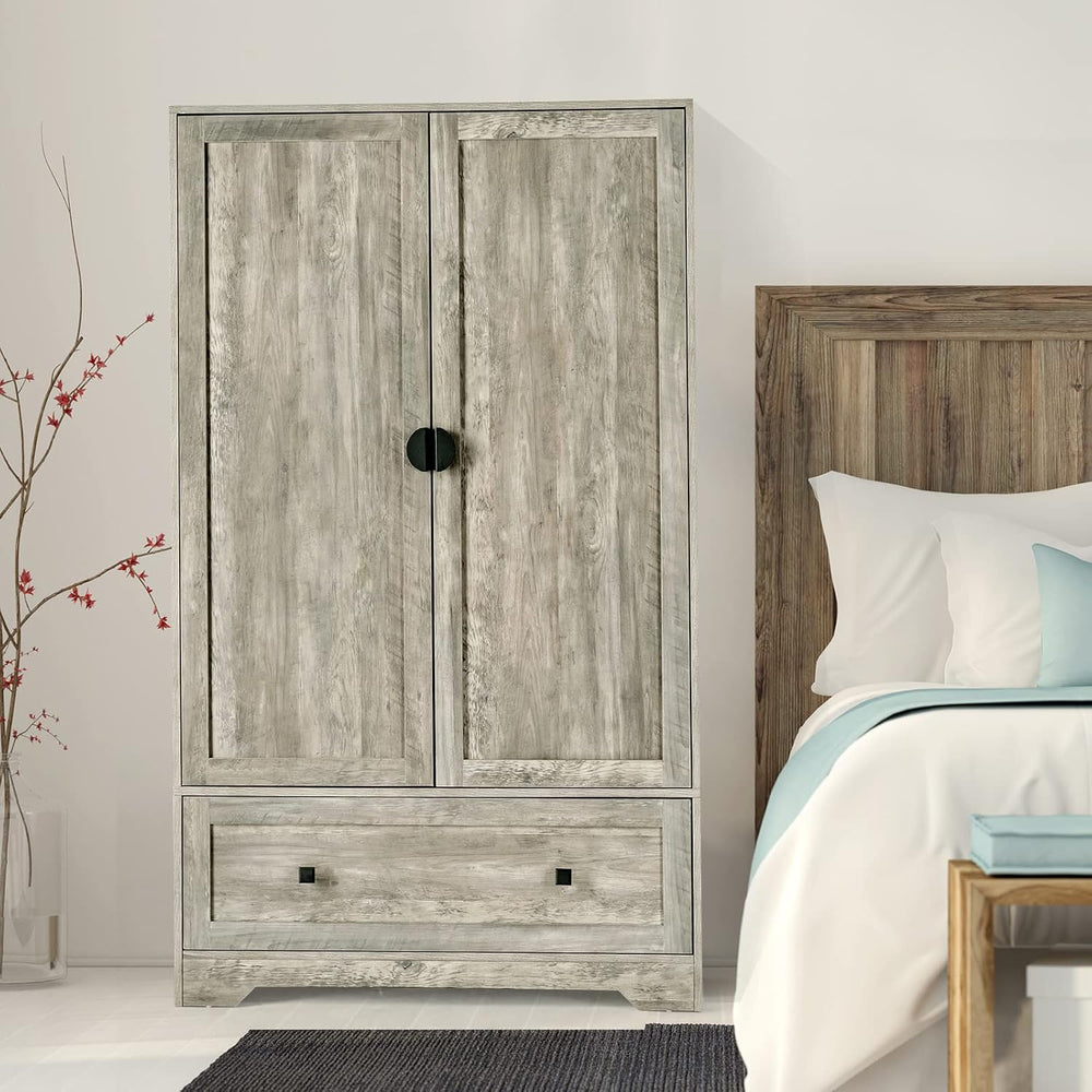 VINGLI Wide Armoire Wardrobe Closet with Hanging Rod, Adjustable Shelves and ...