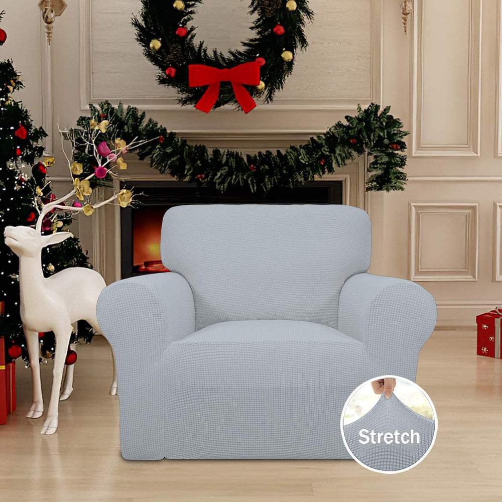 Easy-Going Stretch Chair Slipcover with Arm Washable Silver Gray