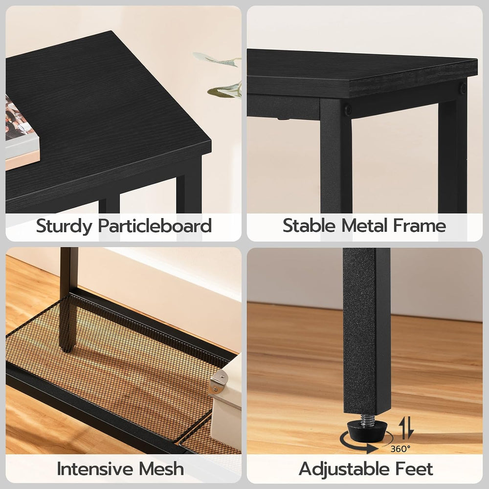 HOOBRO 29.5" Narrow Console Table, Small Entryway Table, 2 Tier Sofa Table