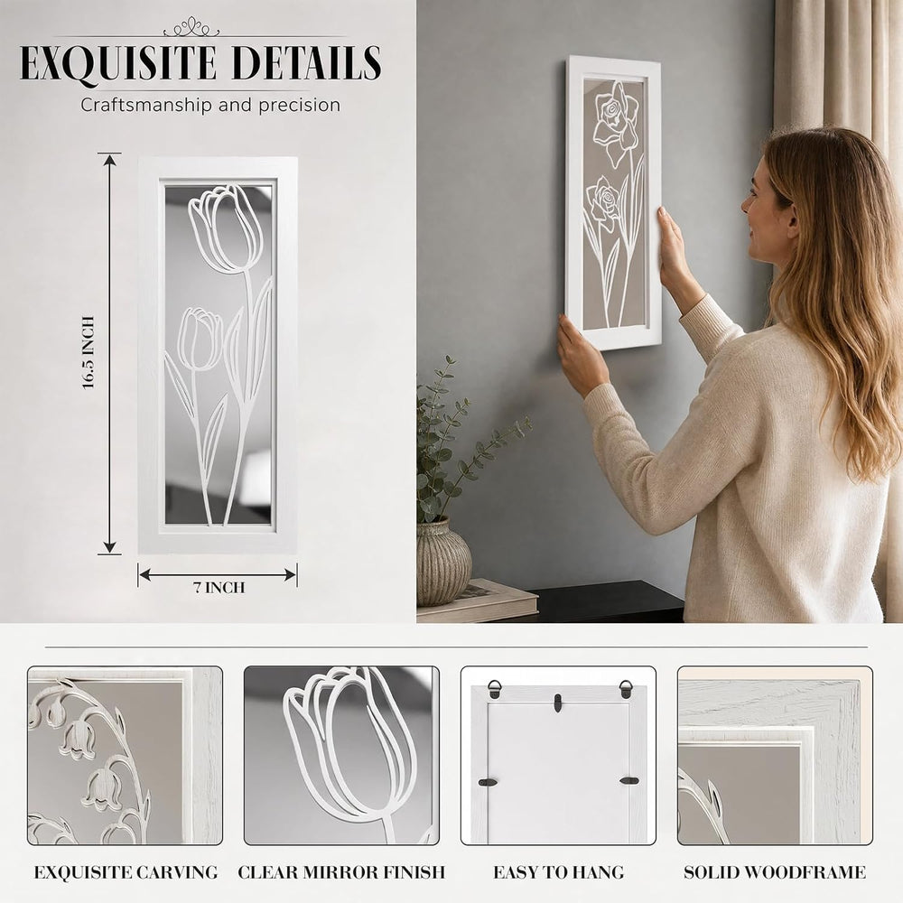 ZEXUIRU 4 Set Rustic Wall Mirrors for Bedroom Bathroom Living Room Entryway W...