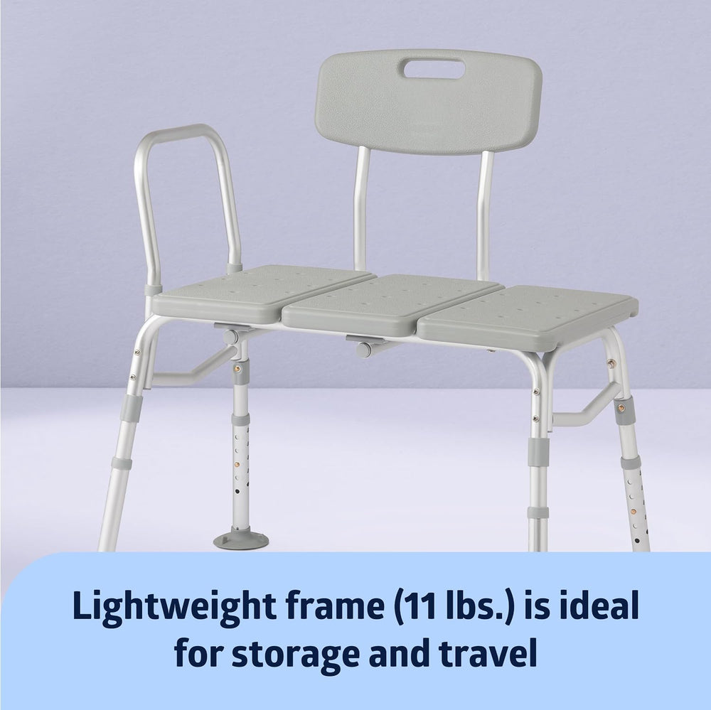 Medline Transfer Bench for Bathtubs and Showers, Adjustable Shower Bench and ...