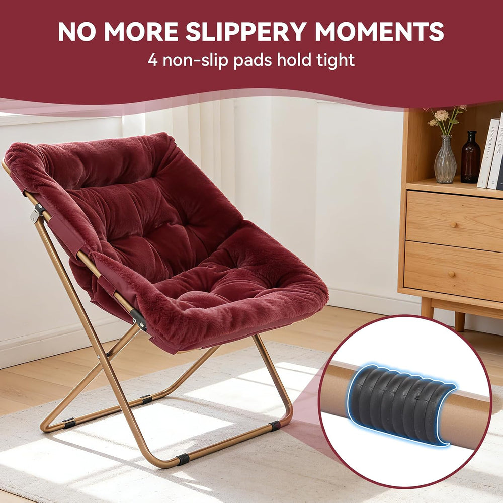 Magshion Folding Saucer Chair for Adults Comfy Lounge Reading Seat Accent Cha...