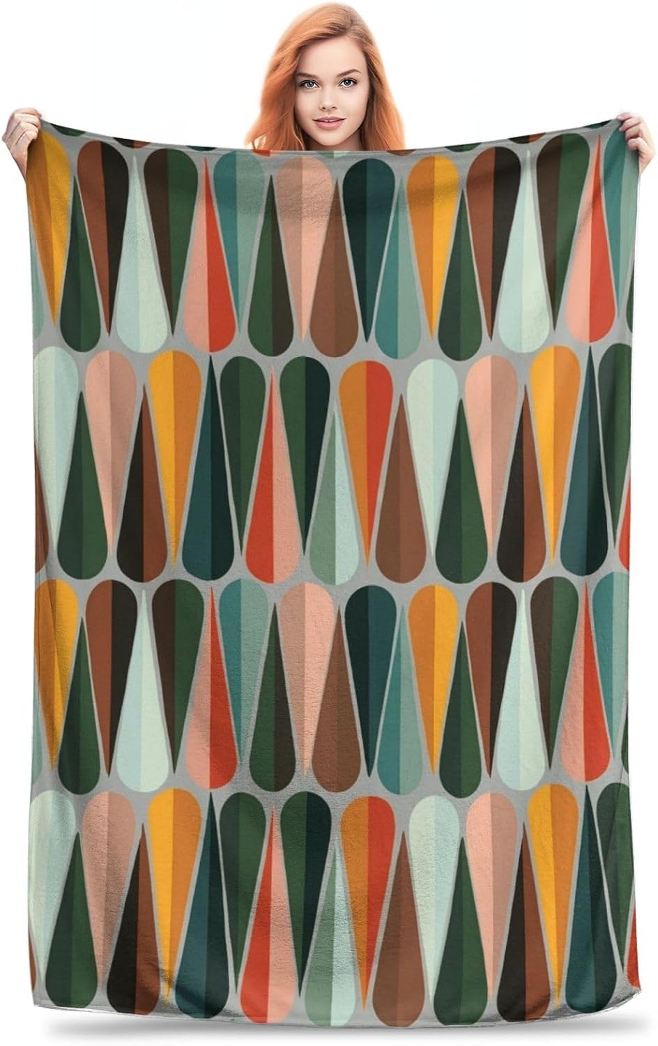 Mid Century Retro Abstract Throw Blanket Soft Cozy Plush Warm Fleece Blanket ...