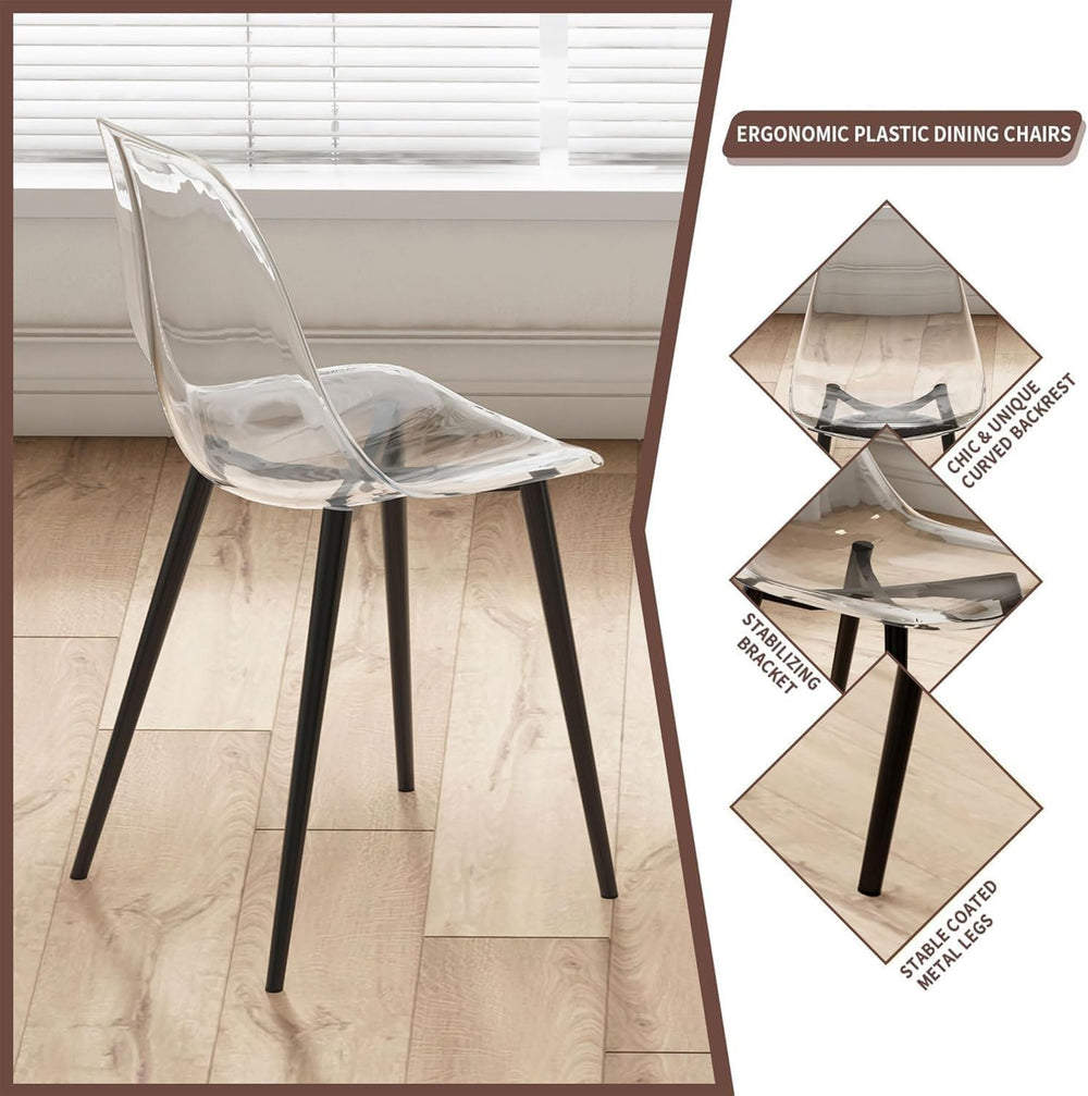 Baysitone Clear Dining Chairs Set of 12, Modern Kitchen Chairs with Transpare...