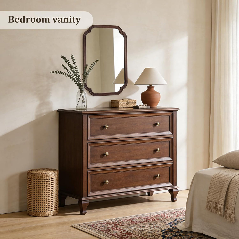 20" x 30" Rounded Corner Arch Wall Mirror with Wood Frame for Entry...