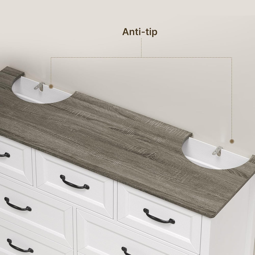 Gizoon White Dresser for Bedroom with 7 Drawers, 47" W Chests of Drawers
