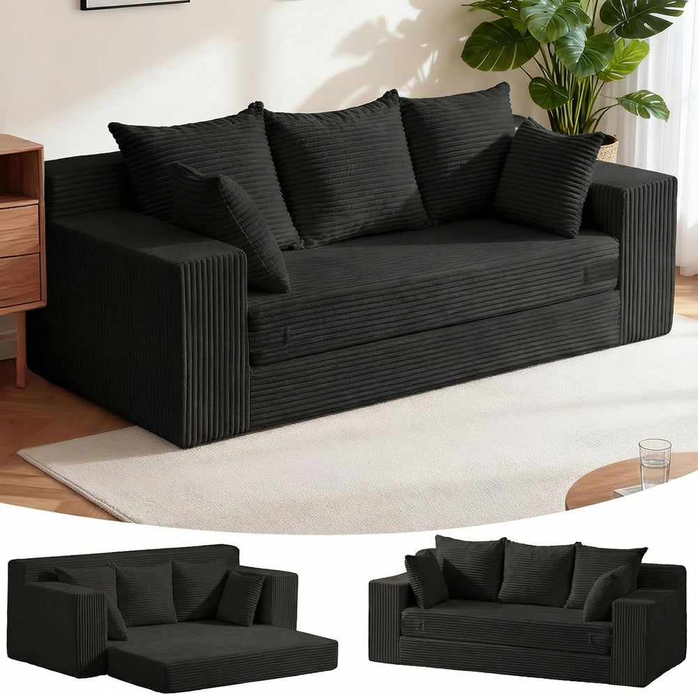 Boneless Couches, 3 Seater Boneless Couch with Futon Couch Corduroy Boneless ...