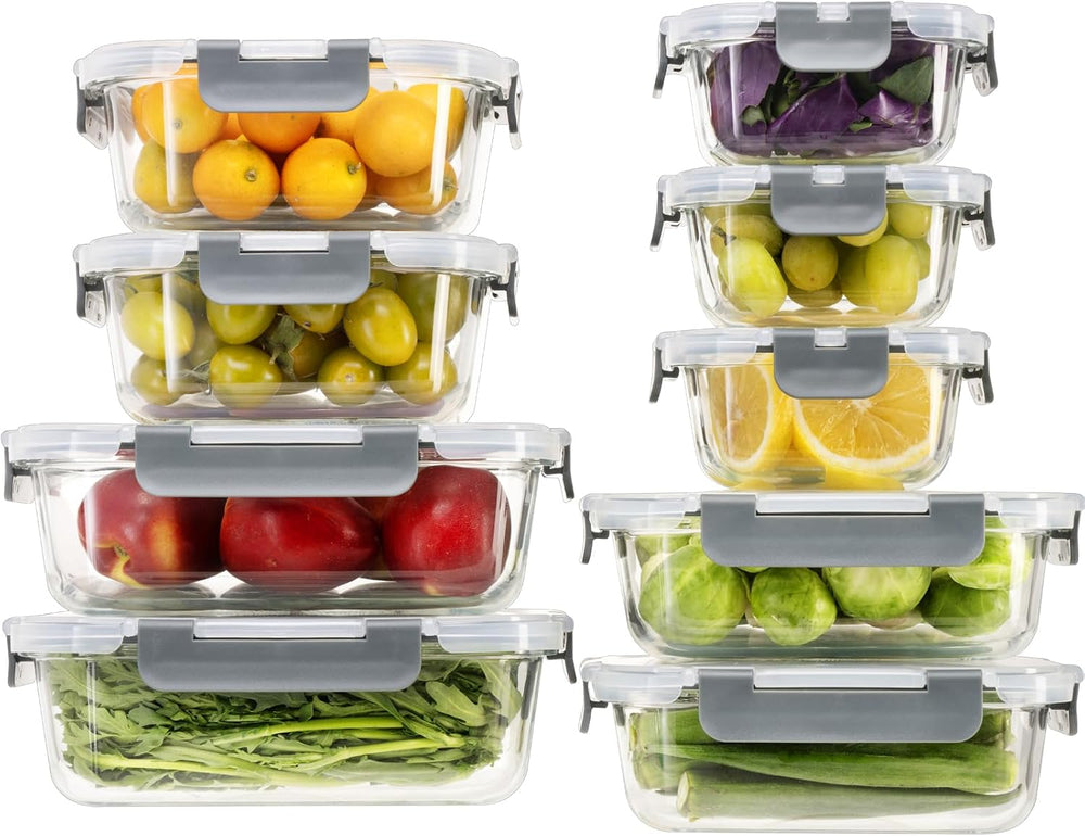 S SALIENT 18 Pieces Glass Food Storage Containers
