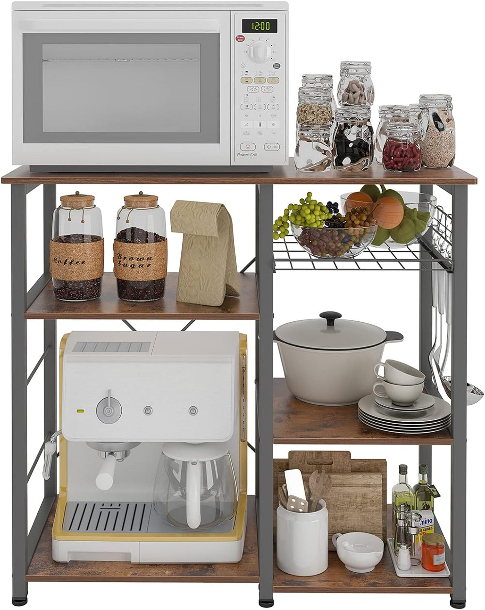 DlandHome Kitchen Bakers Rack with Storage Stand for Kitchen, Industrial Kitc...