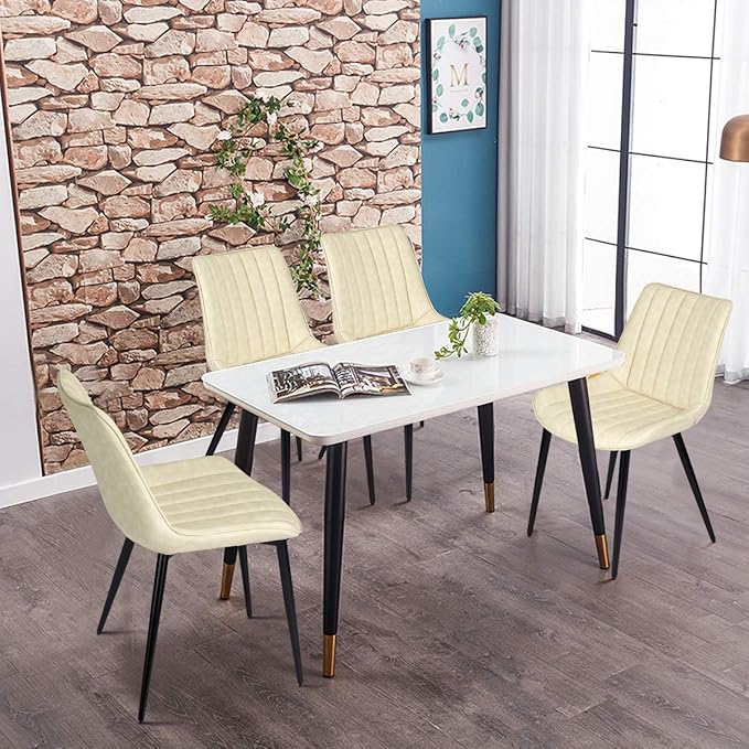 Faux Leather Dining Chairs Set of 2 Mid Century Modern Leisure Upholstered Ch...