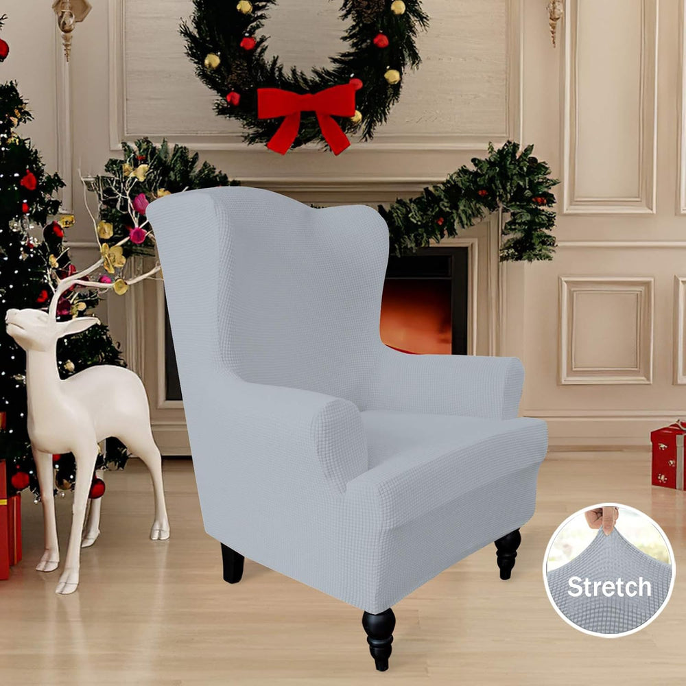 Easy-Going Stretch Wingback Chair Sofa Slipcover Silver Gray