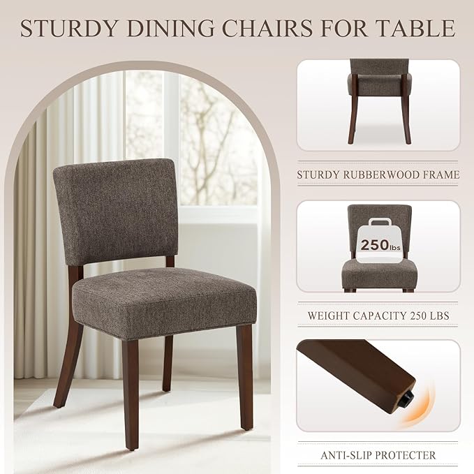 Upholstered Dining Chairs Set of 4, Fabric Kitchen Chairs with Padded Seat &a...
