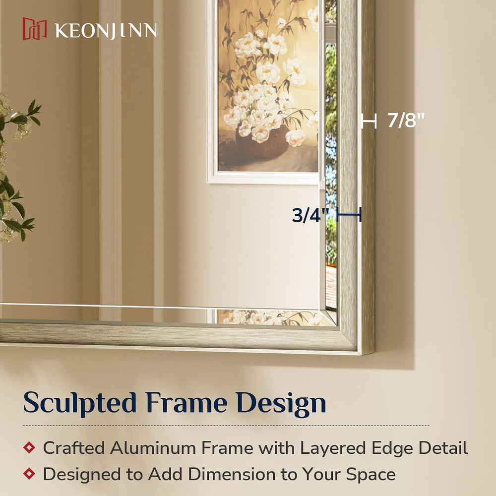 Keonjinn Brushed Nickel Bathroom Mirrors for Over Sink 24" x 30", R...