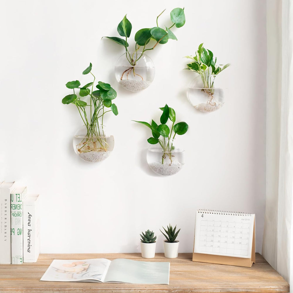Mkono Wall Propagation Planters, 6 Pack Oblate Hanging Plant Holder Vase