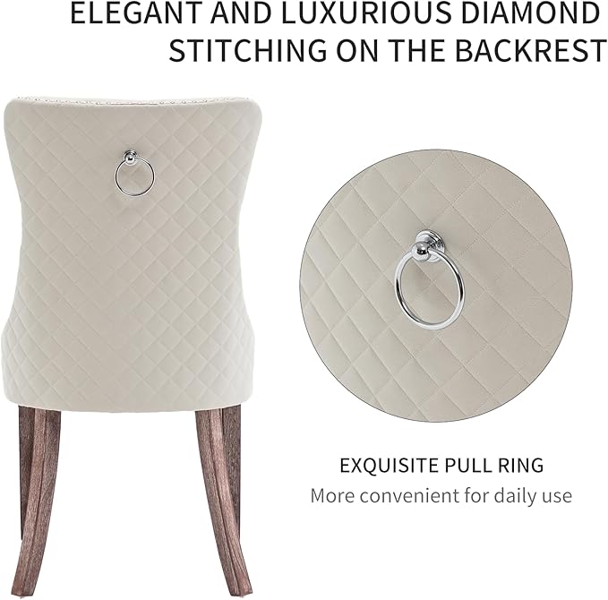 Velvet Dining Chairs Set of 4, Upholstered Dining Room Chairs with Nailhead T...
