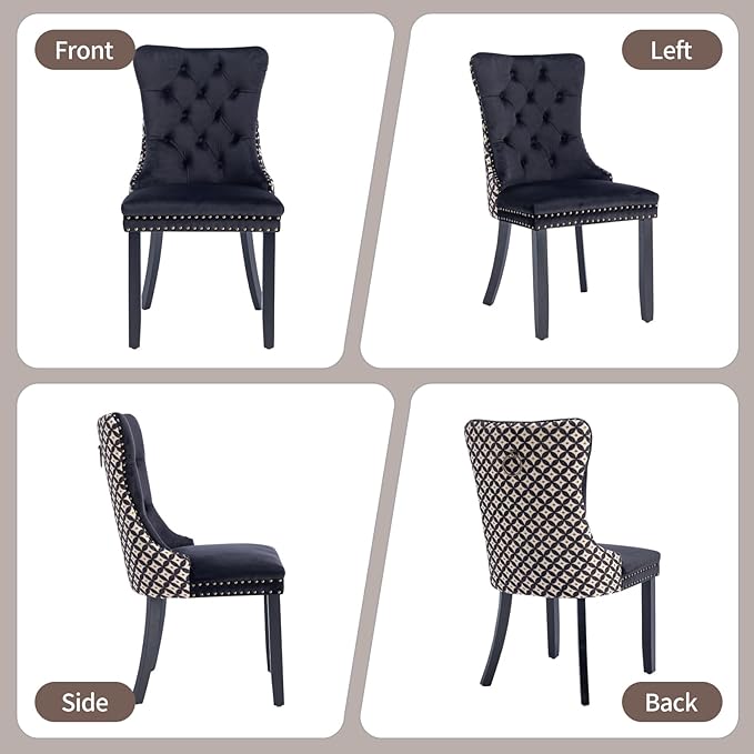 Velvet Dining Chairs Set of 2, High-end Tufted Upholstered Dining Chair with ...