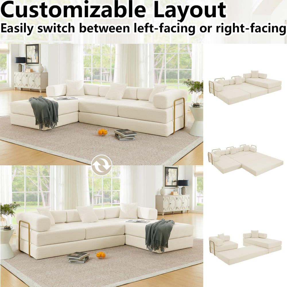 HANXIN 108'' Futon Sleeper Sofa Bed, Boneless Couch for Living Room, ...