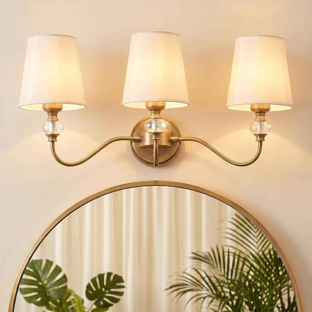 3-Light Vintage Bathroom Vanity Light Fixtures Over Mirror, Brass Vanity Ligh...