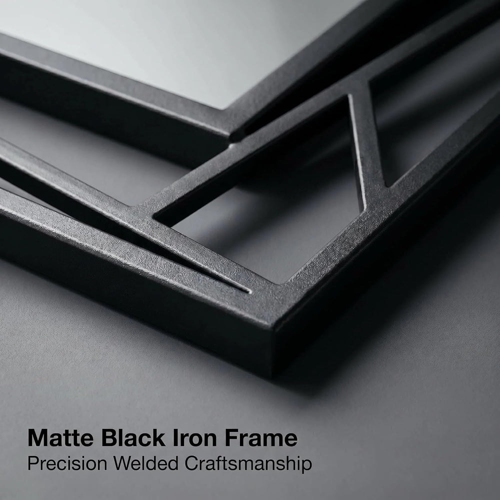 Rectangular Wall Mirror, 28''X20'' Matte Black Metal Framed F...