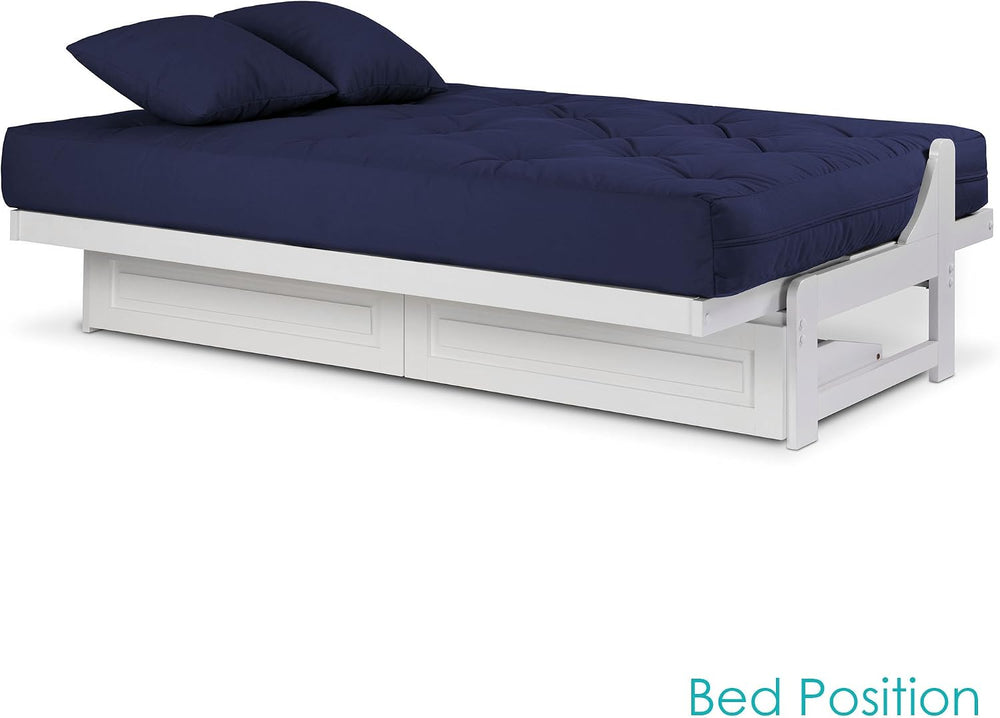 Nirvana Futons Arden White Futon with Storage Drawers Full or Queen Size - Sp...