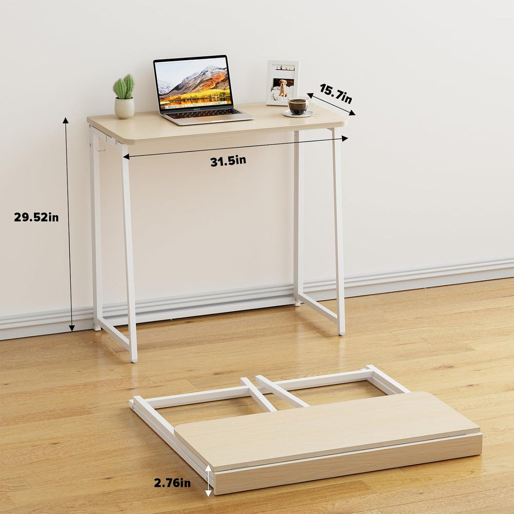 WOHOMO Folding Desk, Small Foldable Desk 31.5" for Small Spaces, Space S...