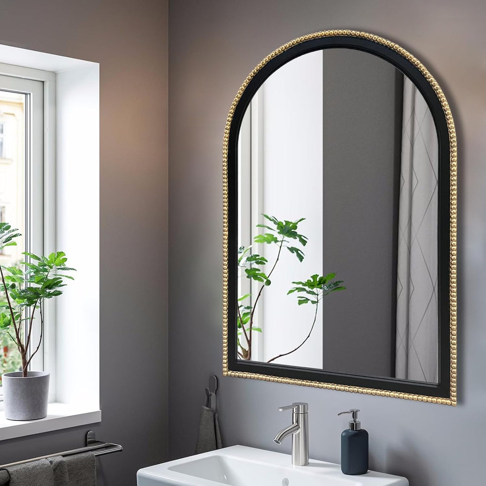 WAMIRRO Ornate Gold Mirror,Arched Black Morden Luxury Living Room Decorative ...