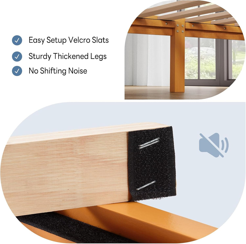 OLIXIS 12 Inch Full Size Bed Frame, Wooden Platform Bed, Underbed Storage