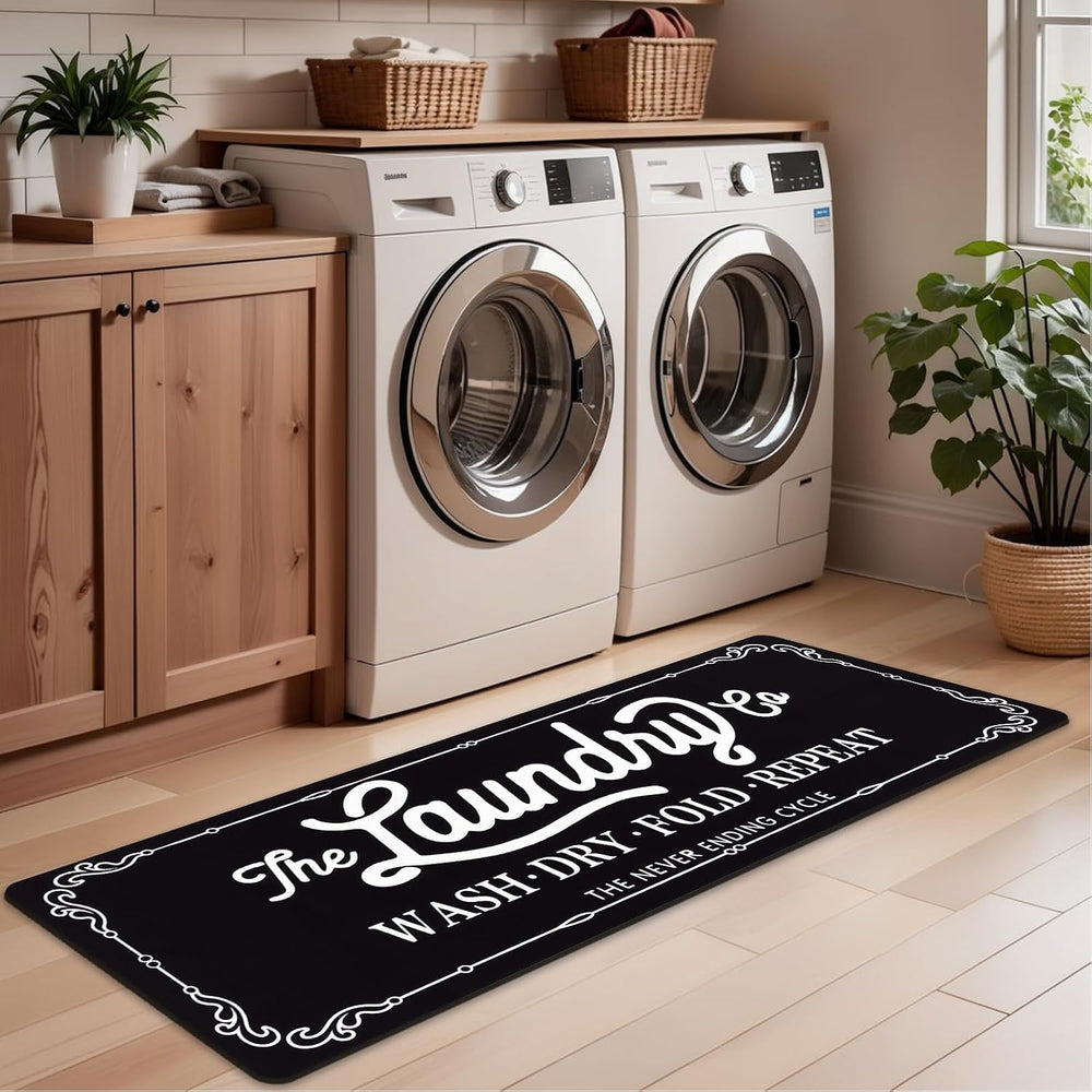 Pauwer Laundry Room Rug Runner 24"x60", Non Slip Waterproof Mat, Bl...