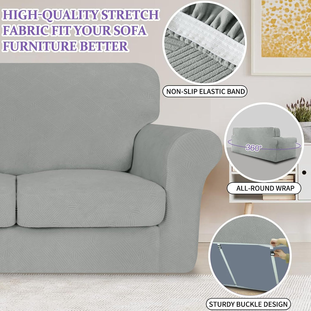 ZNSAYOTX 2 Piece Stretch Chair Covers (31"-46"), Thick Striped Armc...