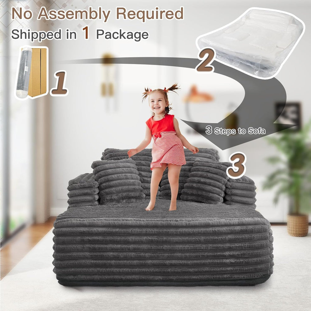 JEEOHEY 56" Oversized Chaise Lounge Chair Indoor,Plush Faux Fur Sleeper ...