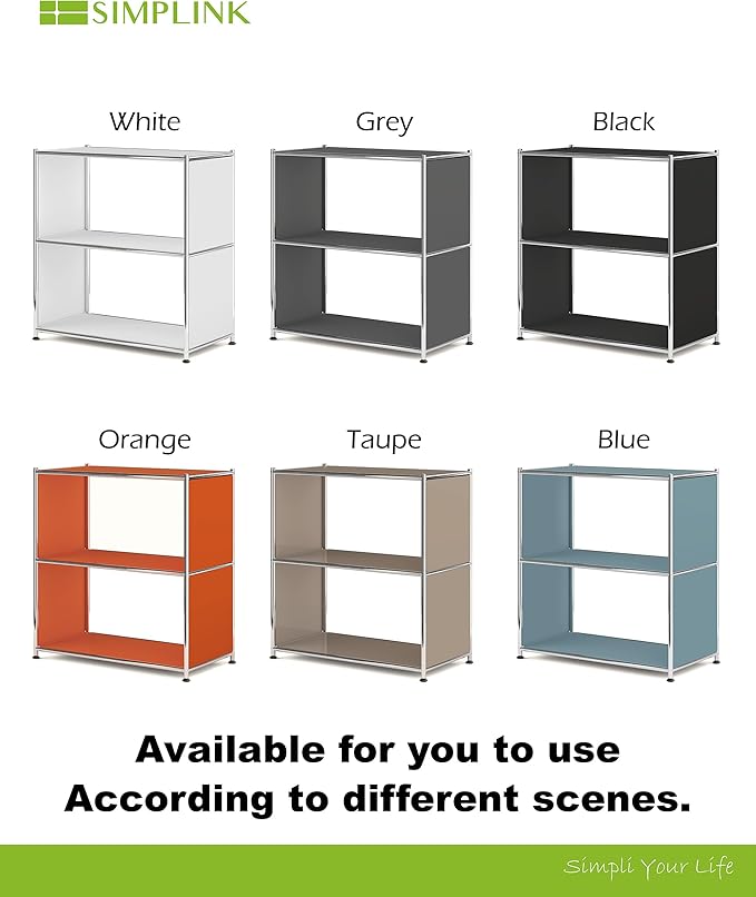32-Inch 2-Tier Metal Bookcase, Open Shelf Storage Organizer for Living Room, ...