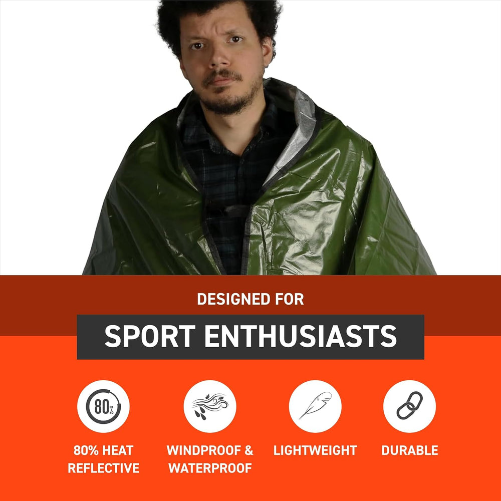 SOL Sport Utility Blanket, Reflects 80% Body Heat, Green, 83" x 60"