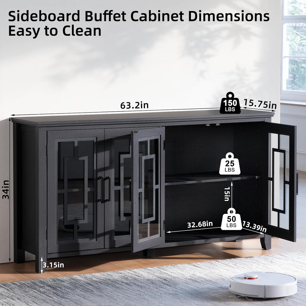 Joaxswe Large Sideboard Buffet Cabinet with Storage, 63" Farmhouse Crede...