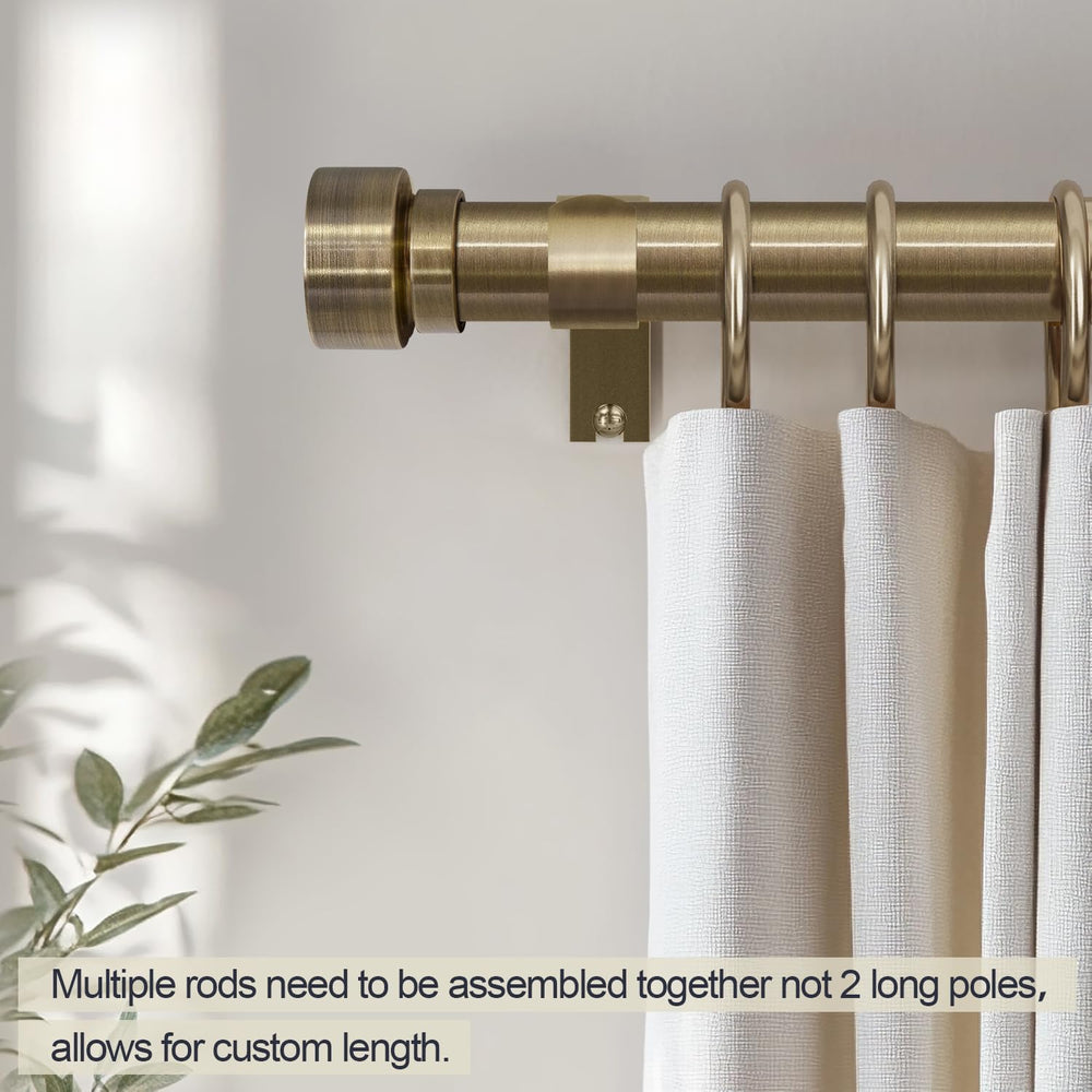 Antique Bronze Curtain Rods for Windows 48 to 84 with Adjustable Brackets Hea...