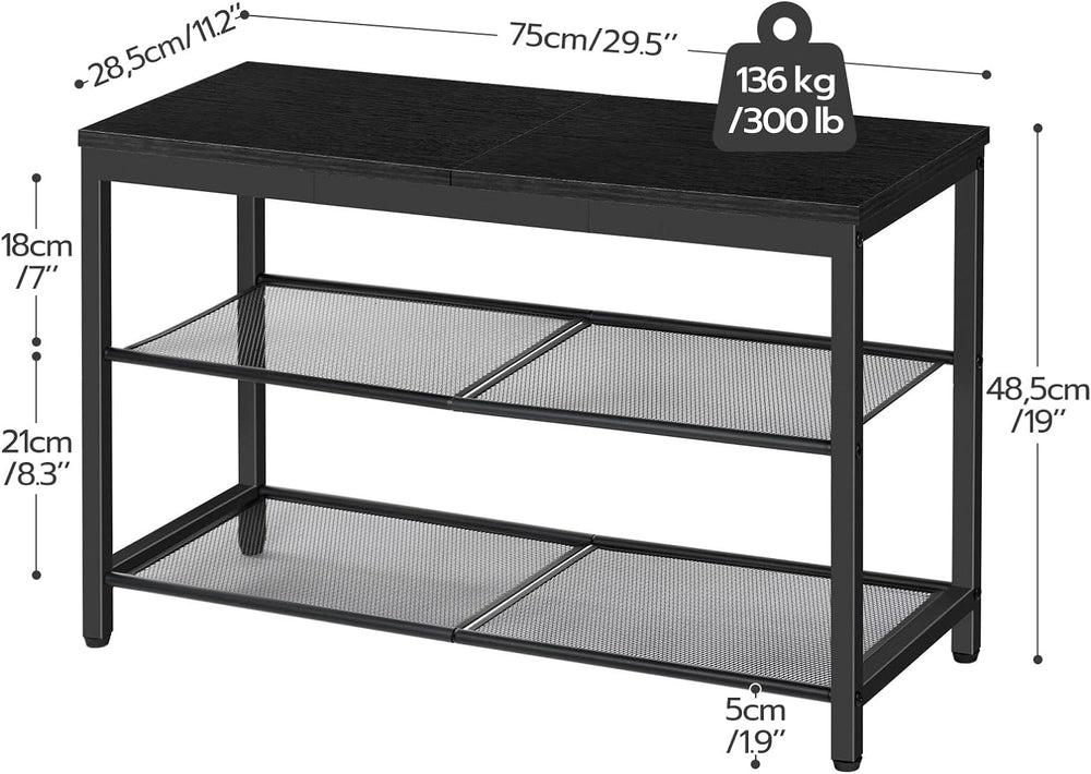 HOOBRO Shoe Bench, 3-Tier Shoe Rack, Industrial Shoe Organizer Storage Bench,...