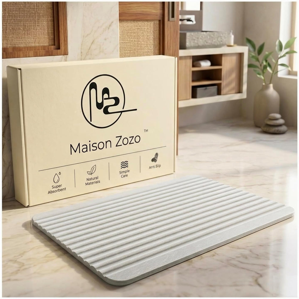 Stone Bath Mat Diatomaceous Earth Shower Mat Non-Slip Ultra Absorbent Durable...