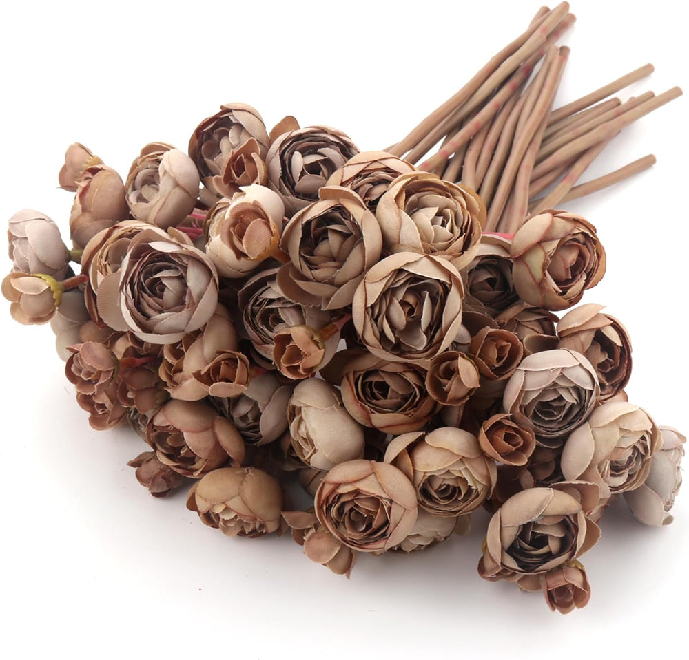 24 Stems Artificial Ranunculus Flowers - 96 Bloom Faux Silk Ranunculus Bouque...